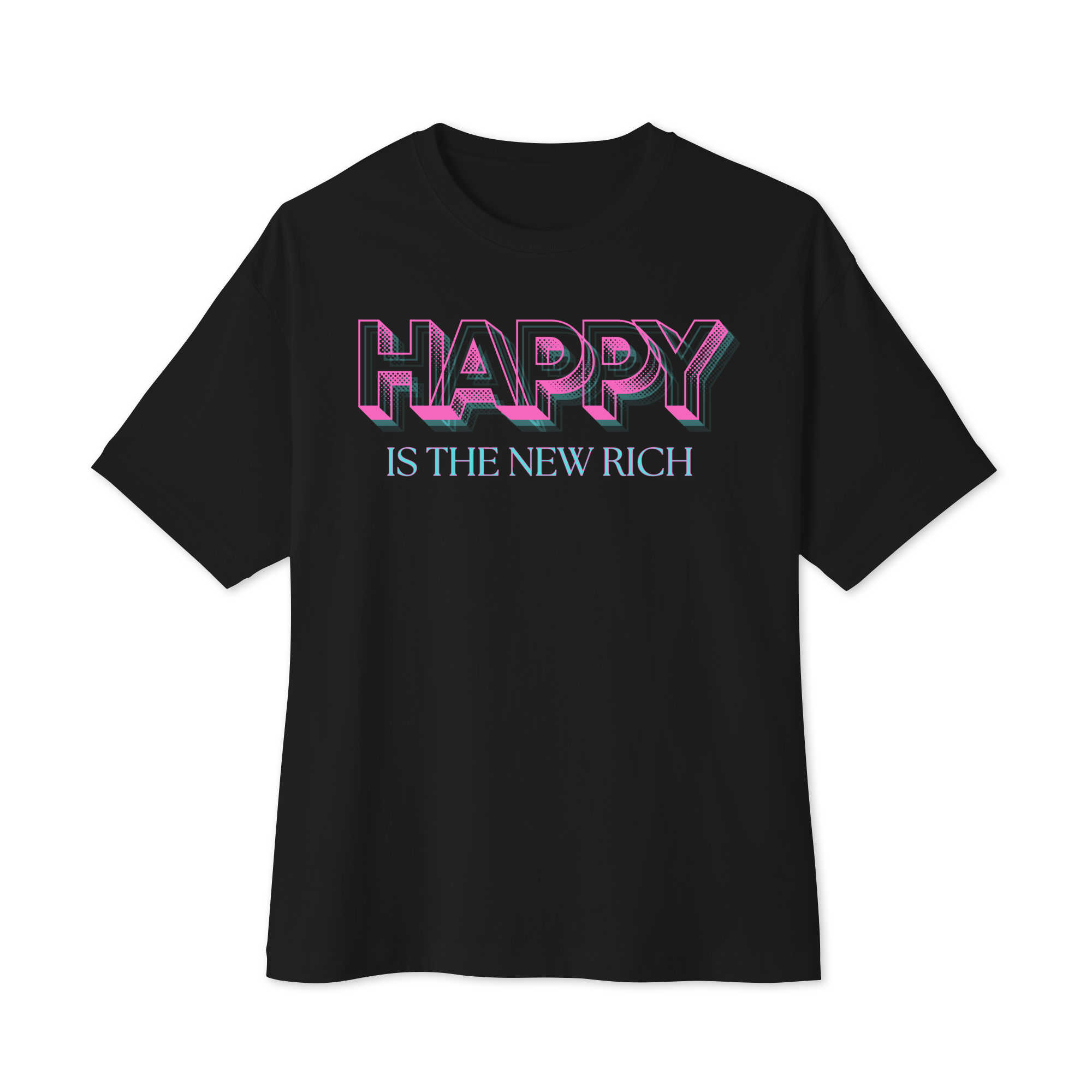 Happy Is The New Rich Oversized Tee