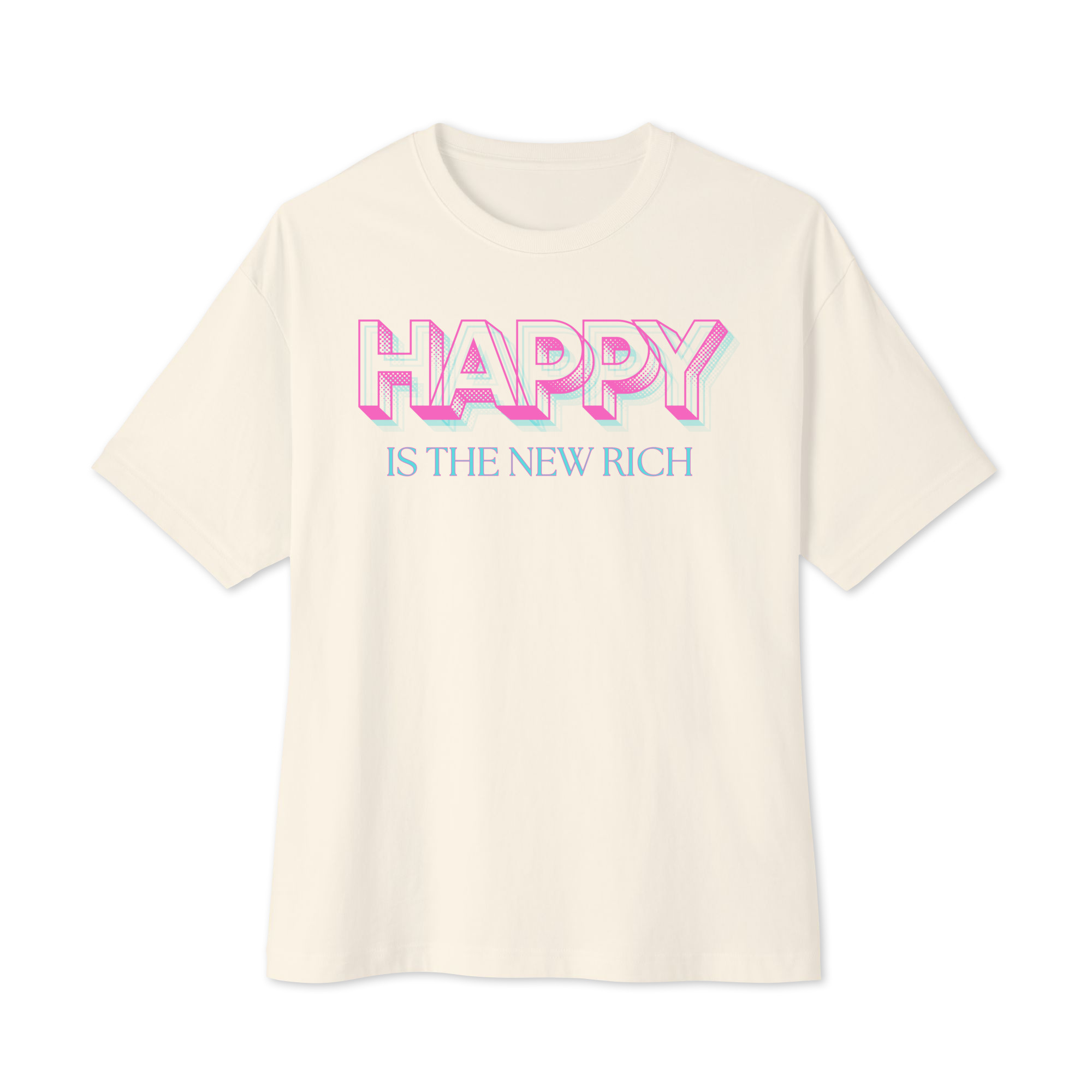 Happy Is The New Rich Oversized Tee - Image 3